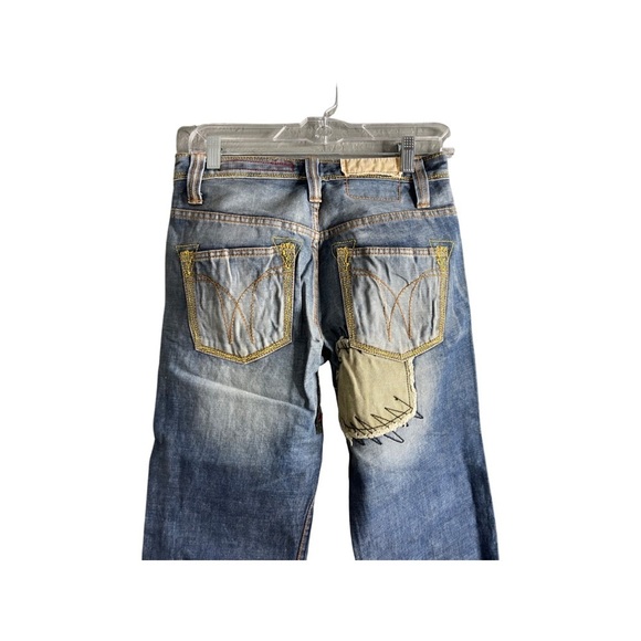 Tough JeanSmith vintage men size 28 patchwork embellished/whiskering jeans - Picture 3 of 12